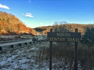 Trailhead sign just off US-322 south of Clarion, Pennsylvania.
